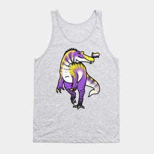 NON-BINARYonyx Prideosaur - Pride Month Non-Binary Flag Dinosaur Tank Top